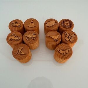 Wooden Stampers for Sensory Play Dough - stamp set - Montessori toys for kids